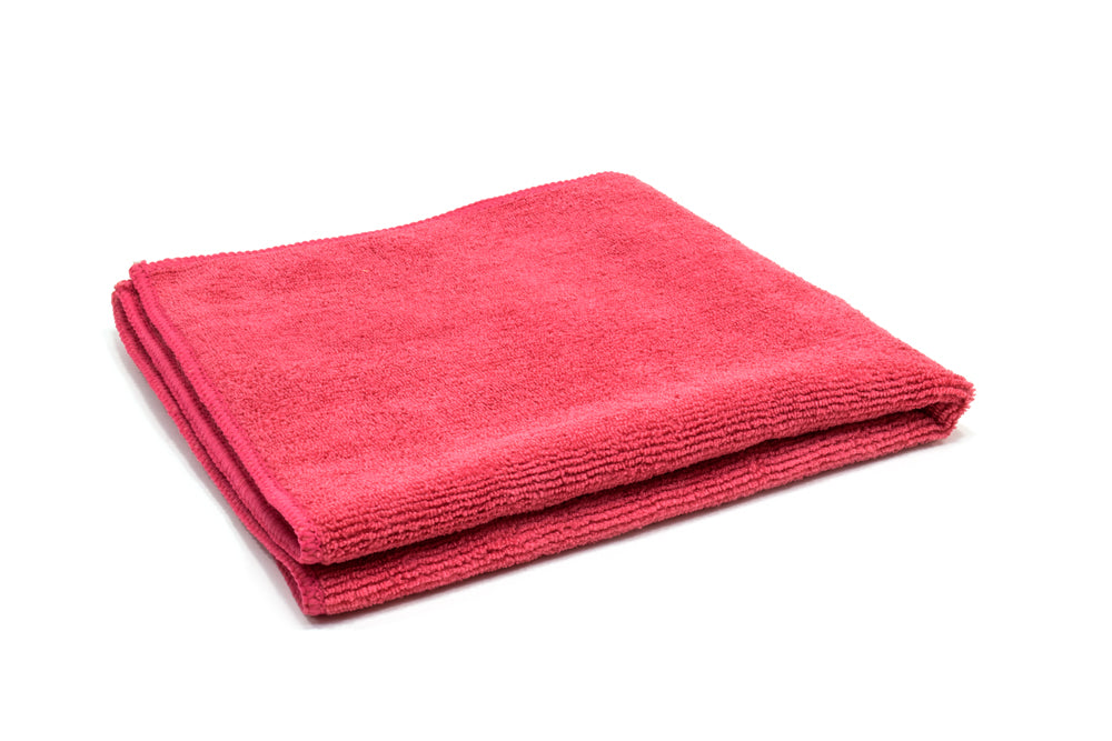 ULTRA TERRY MICROFIBER TOWEL 400 GSM 16 X 16 GRAY WITH RED STITCH
