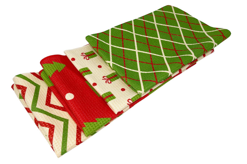 Holiday Kitchen Dish & Hand Towel 4 Pack (400 gsm, 16 in. x 24 in.)